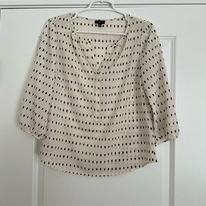 Talbots Ivory Blouse with Black Pattern